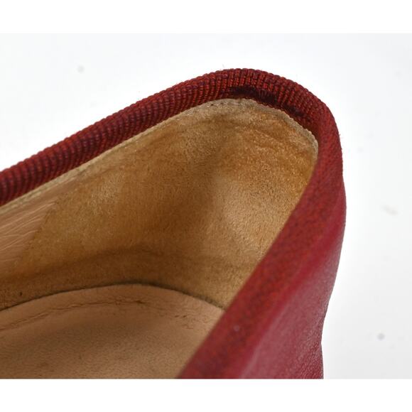 Chanel | Red Leather CC Cap Toe Ballet Flats Size: 38.5 - Picture 16 of 16